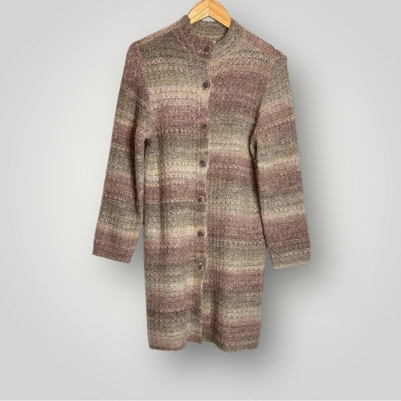 J Jill | Striped Cardigan Button Front Sweater Alpaca Wool Blend Knit - Picture 6 of 9